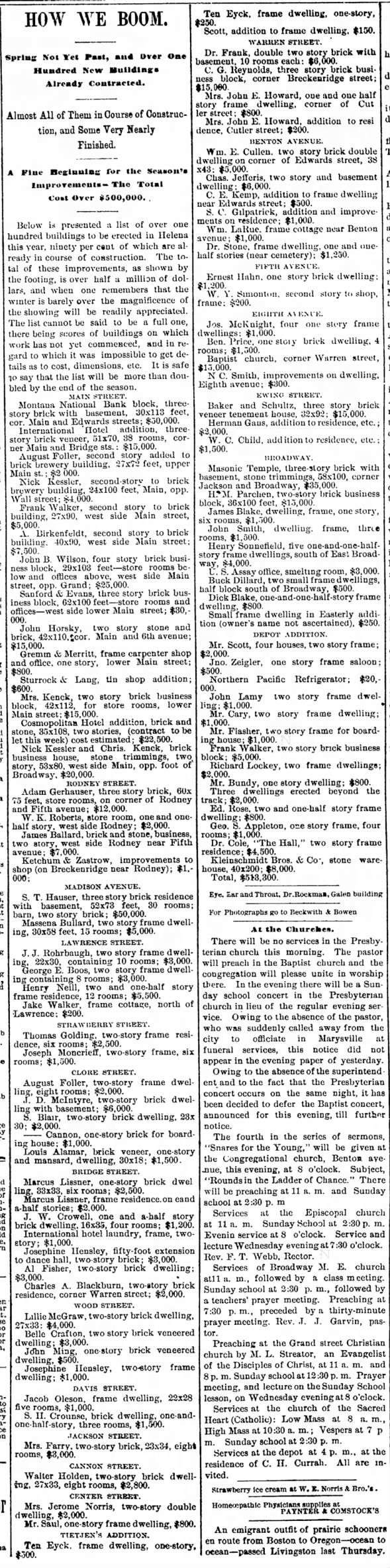 Helena building list 1884 inc Hauser Bullard HDI May 25 1884p5
